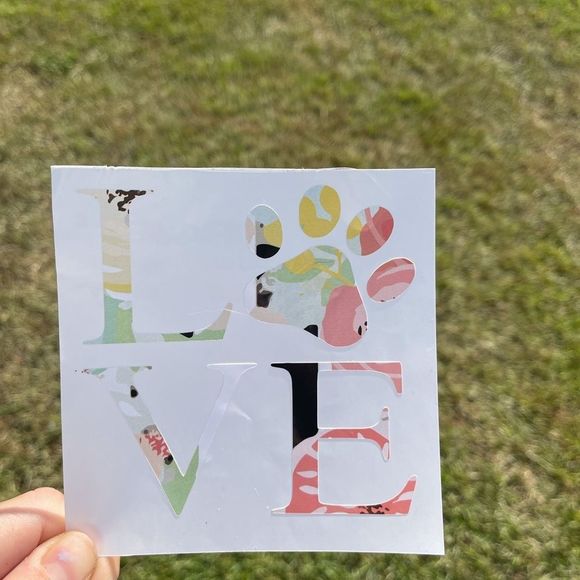 Floral LOVE Dog Print Vinyl Decal - Picture 7 of 10